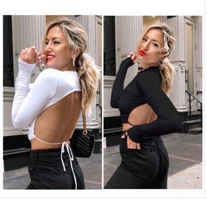 2 x 1 NWOT Long Sleeve Sexy Backless Solid croptop